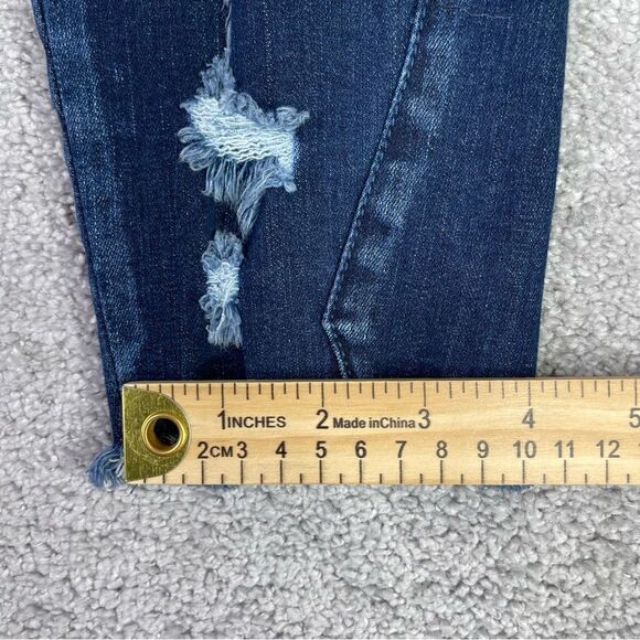 KanCan Jeans Women's 7/27 Blue Skinny Mid-Rise Dark Denim Stretch Distressed - Picture 11 of 12